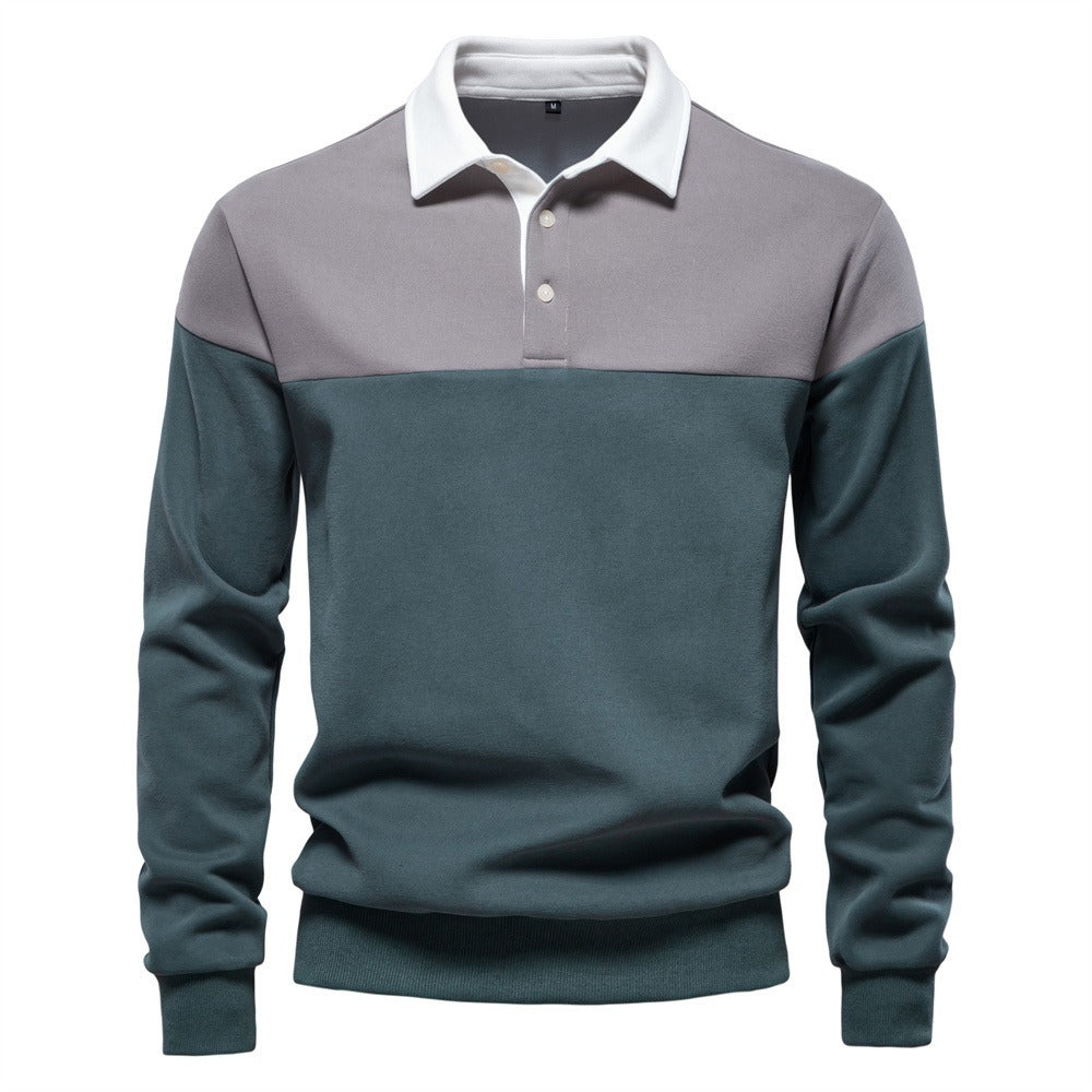 Men's Long Sleeve Polo Collar Sweatshirt - 2025 Spring Casual Streetwear Top | HD3006