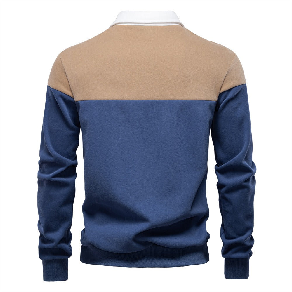 Men's Long Sleeve Polo Collar Sweatshirt - 2025 Spring Casual Streetwear Top | HD3006