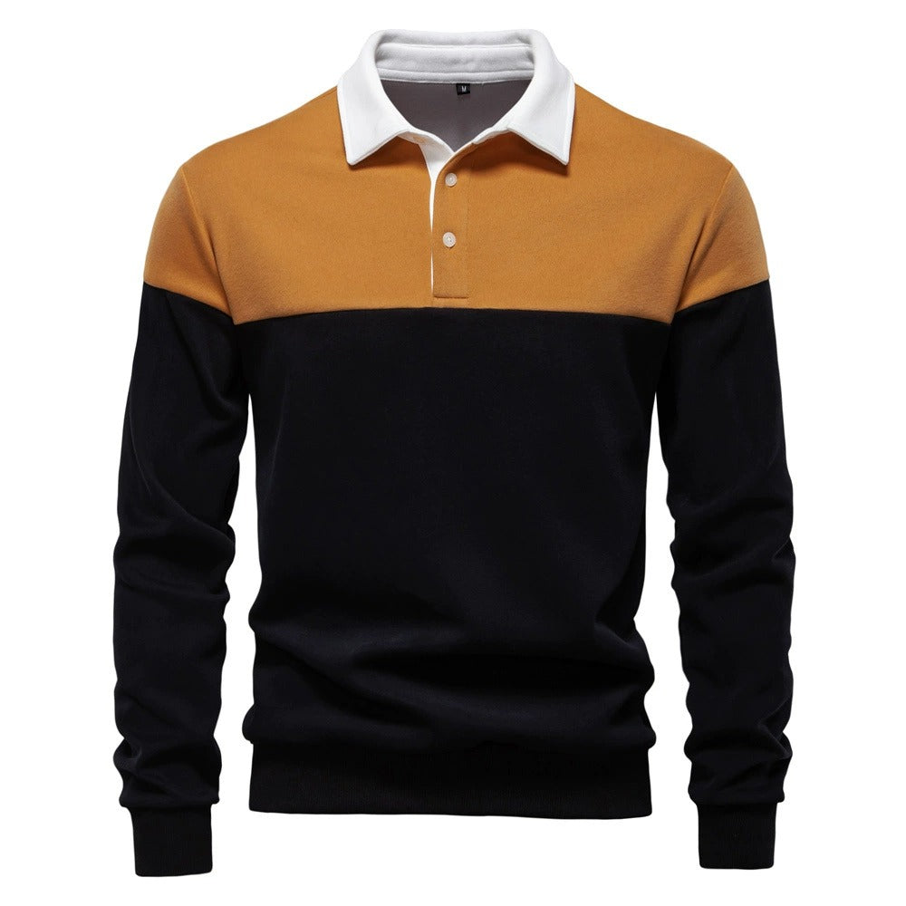 Men's Long Sleeve Polo Collar Sweatshirt - 2025 Spring Casual Streetwear Top | HD3006