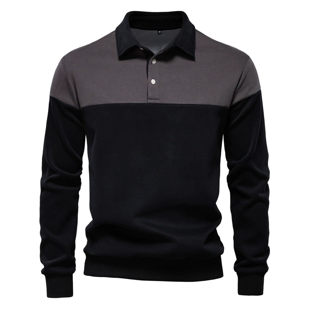 Men's Long Sleeve Polo Collar Sweatshirt - 2025 Spring Casual Streetwear Top | HD3006