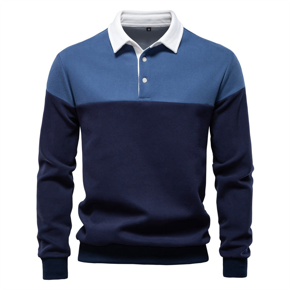 Men's Long Sleeve Polo Collar Sweatshirt - 2025 Spring Casual Streetwear Top | HD3006