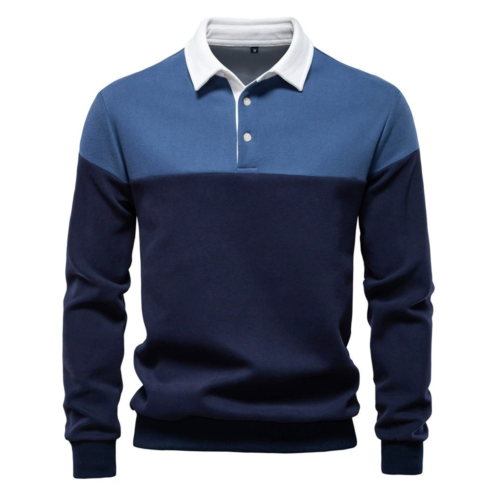 Men's Long Sleeve Polo Collar Sweatshirt - 2025 Spring Casual Streetwear Top | HD3006