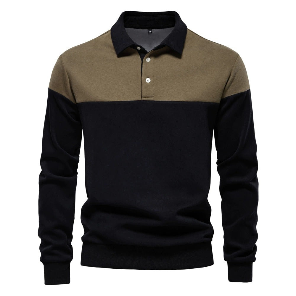 Men's Long Sleeve Polo Collar Sweatshirt - 2025 Spring Casual Streetwear Top | HD3006