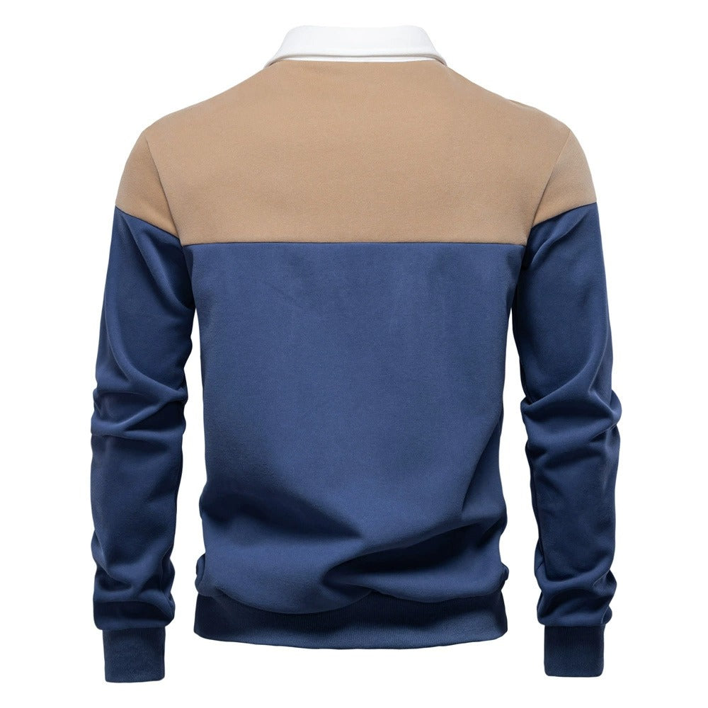 Men's Long Sleeve Polo Collar Sweatshirt - 2025 Spring Casual Streetwear Top | HD3006