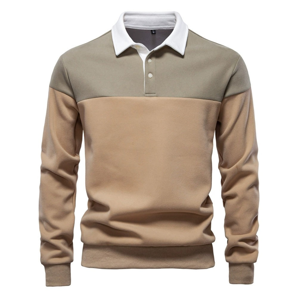 Men's Long Sleeve Polo Collar Sweatshirt - 2025 Spring Casual Streetwear Top | HD3006