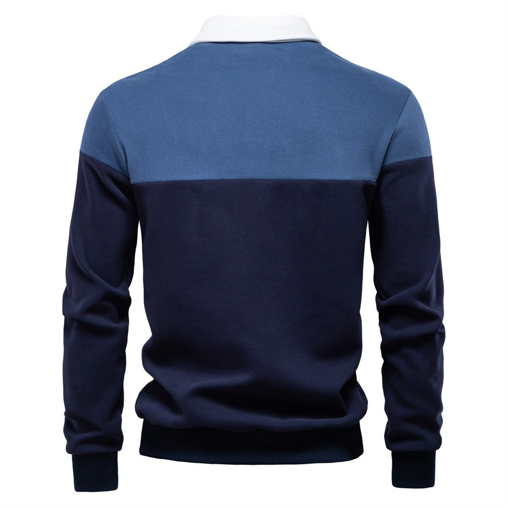 Men's Long Sleeve Polo Collar Sweatshirt - 2025 Spring Casual Streetwear Top | HD3006