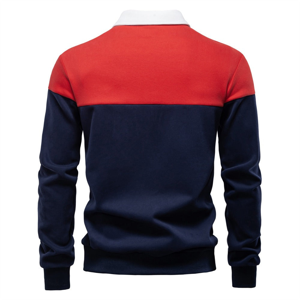 Men's Long Sleeve Polo Collar Sweatshirt - 2025 Spring Casual Streetwear Top | HD3006