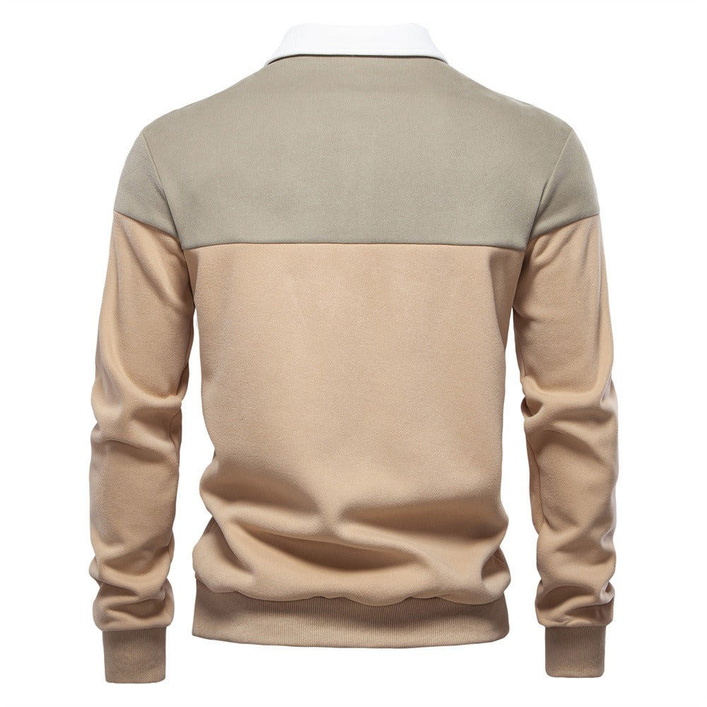 Men's Long Sleeve Polo Collar Sweatshirt - 2025 Spring Casual Streetwear Top | HD3006
