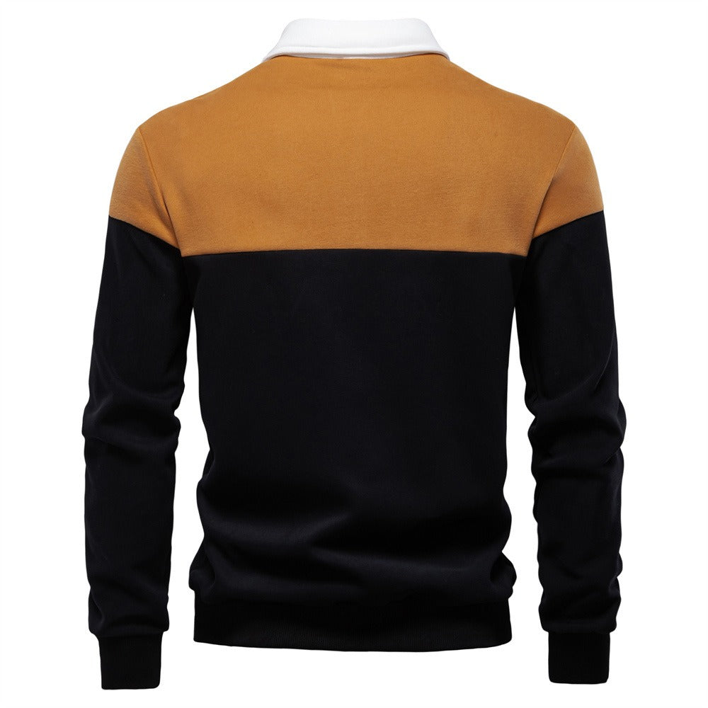 Men's Long Sleeve Polo Collar Sweatshirt - 2025 Spring Casual Streetwear Top | HD3006