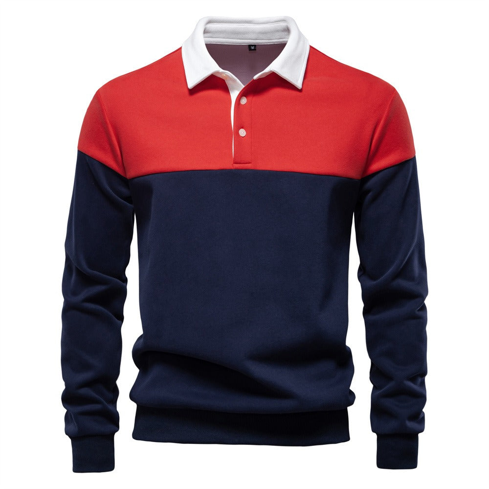 Men's Long Sleeve Polo Collar Sweatshirt - 2025 Spring Casual Streetwear Top | HD3006
