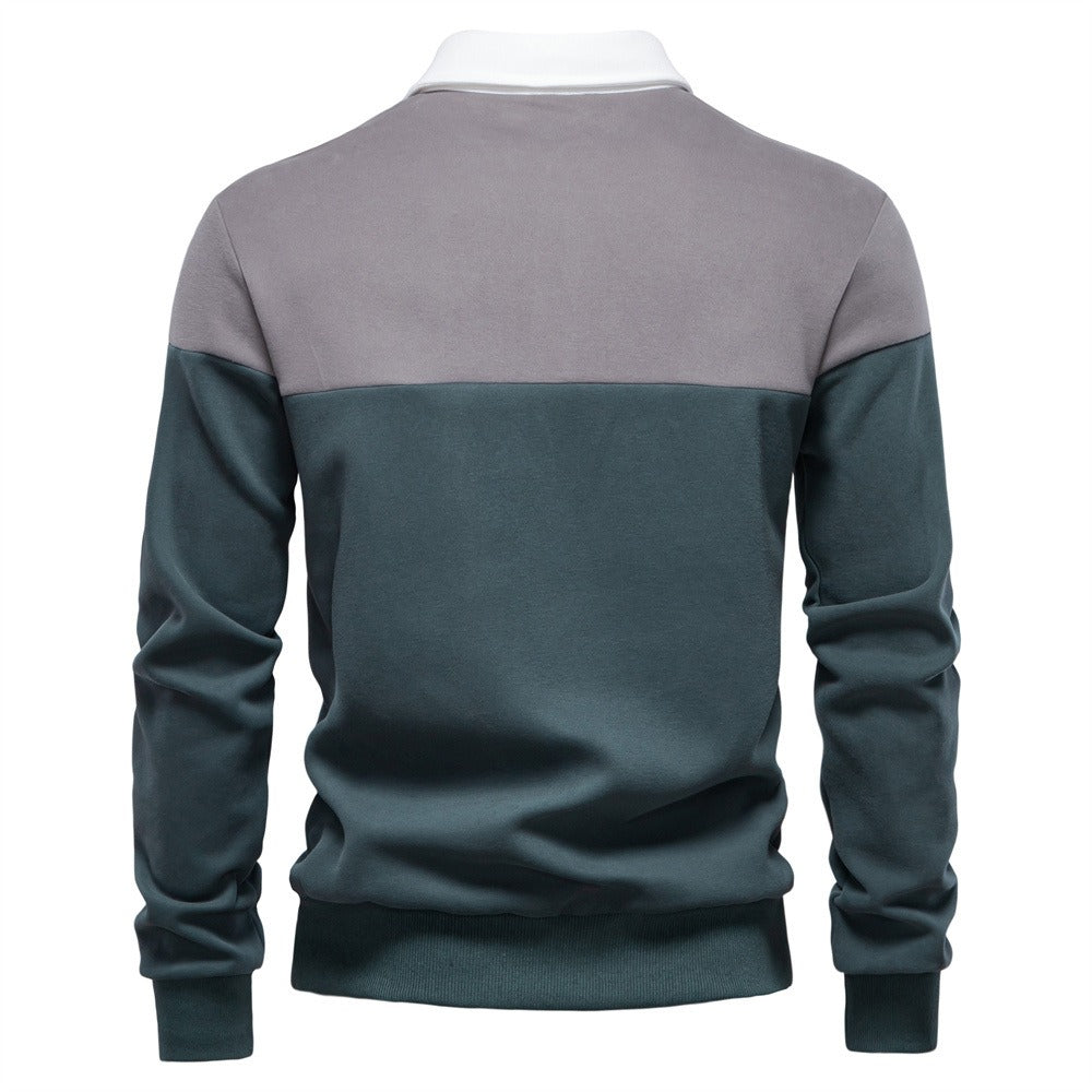 Men's Long Sleeve Polo Collar Sweatshirt - 2025 Spring Casual Streetwear Top | HD3006