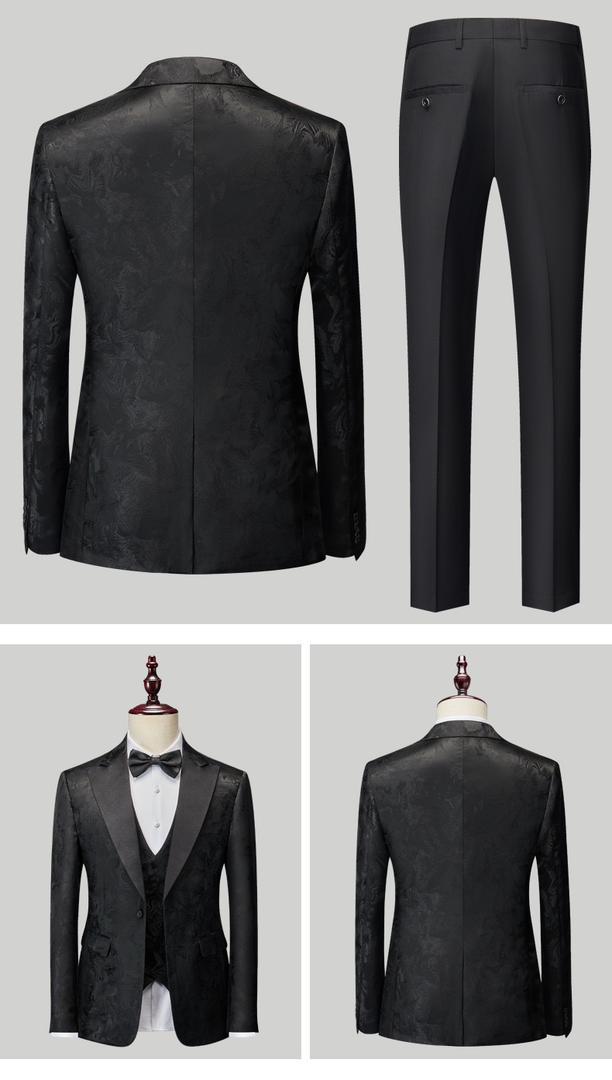 Completo da uomo di alta qualità, in jacquard, 3 pezzi, smoking, giacca, gilet e pantaloni, completo da matrimonio | 1515