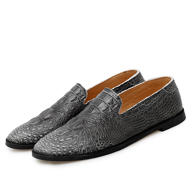 Mocassins à bout pointu pour hommes, chaussures décontractées à enfiler, motif alligator | 2033