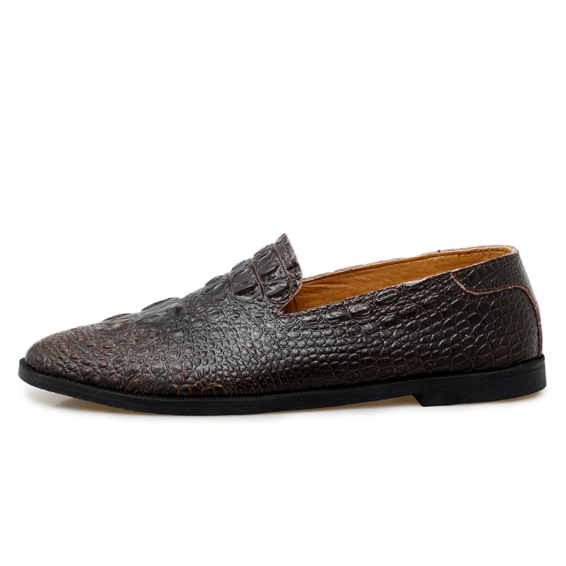 Mocassins à bout pointu pour hommes, chaussures décontractées à enfiler, motif alligator | 2033