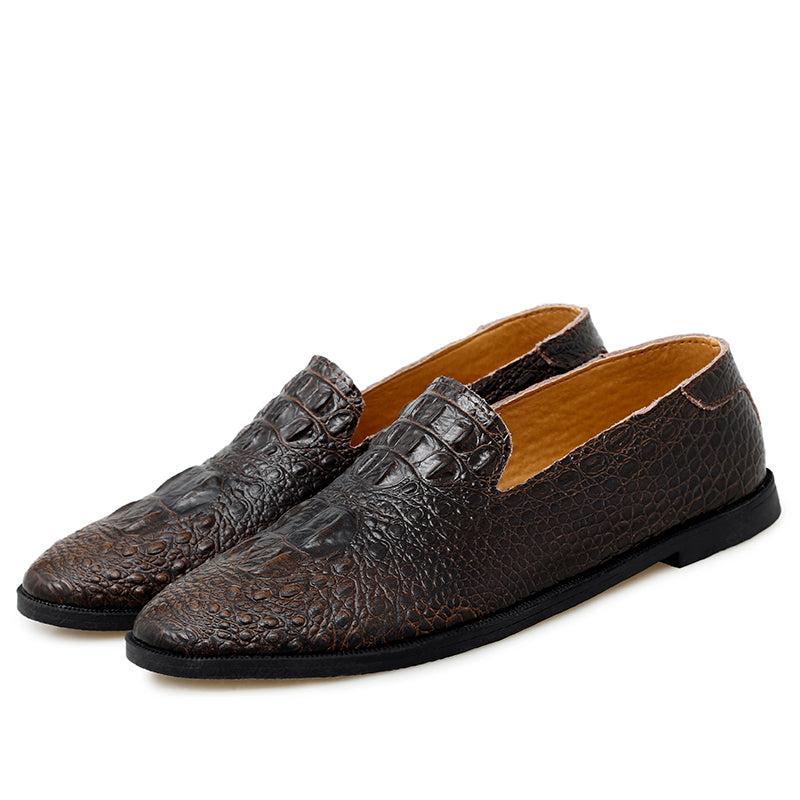 Mocassins à bout pointu pour hommes, chaussures décontractées à enfiler, motif alligator | 2033