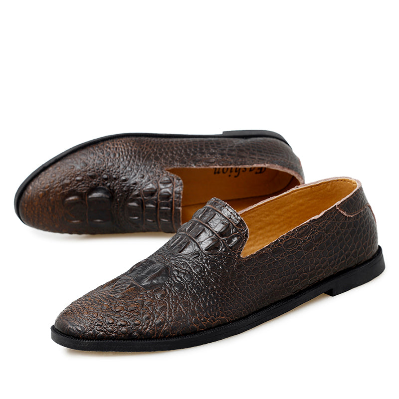 Mocassins à bout pointu pour hommes, chaussures décontractées à enfiler, motif alligator | 2033