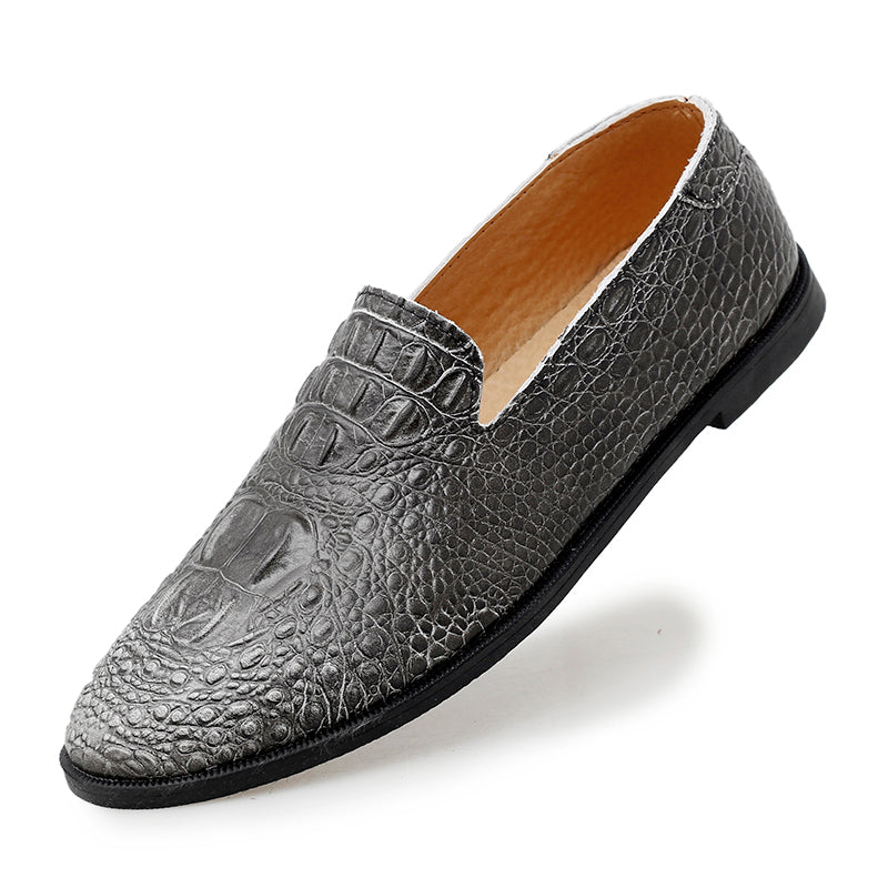 Mocassins à bout pointu pour hommes, chaussures décontractées à enfiler, motif alligator | 2033