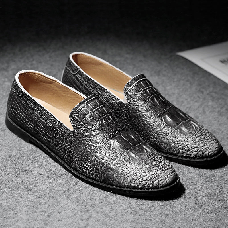 Mocassins à bout pointu pour hommes, chaussures décontractées à enfiler, motif alligator | 2033