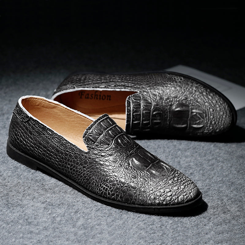 Mocassins à bout pointu pour hommes, chaussures décontractées à enfiler, motif alligator | 2033