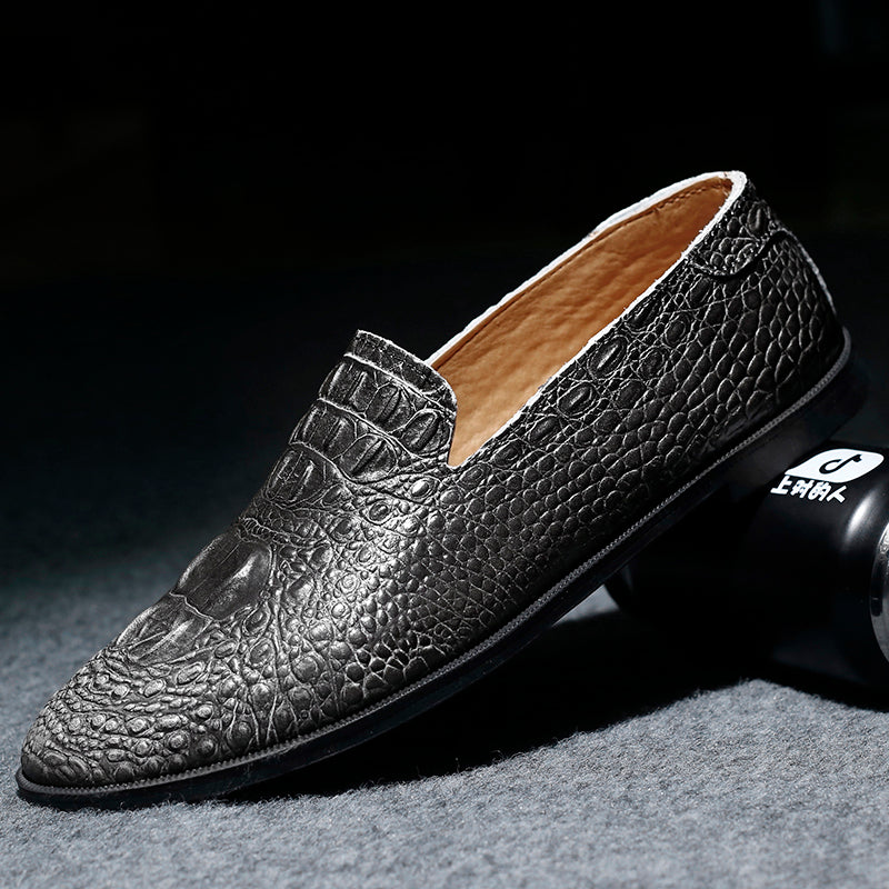 Mocassins à bout pointu pour hommes, chaussures décontractées à enfiler, motif alligator | 2033