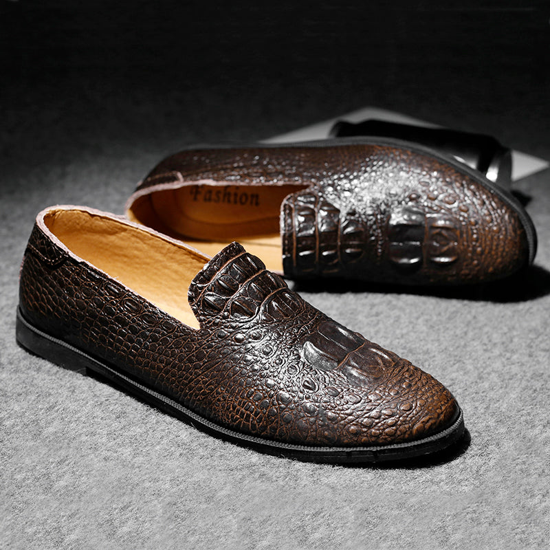 Mocassins à bout pointu pour hommes, chaussures décontractées à enfiler, motif alligator | 2033