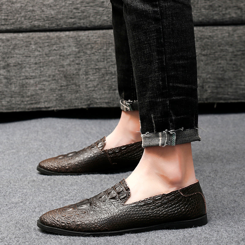 Mocassins à bout pointu pour hommes, chaussures décontractées à enfiler, motif alligator | 2033