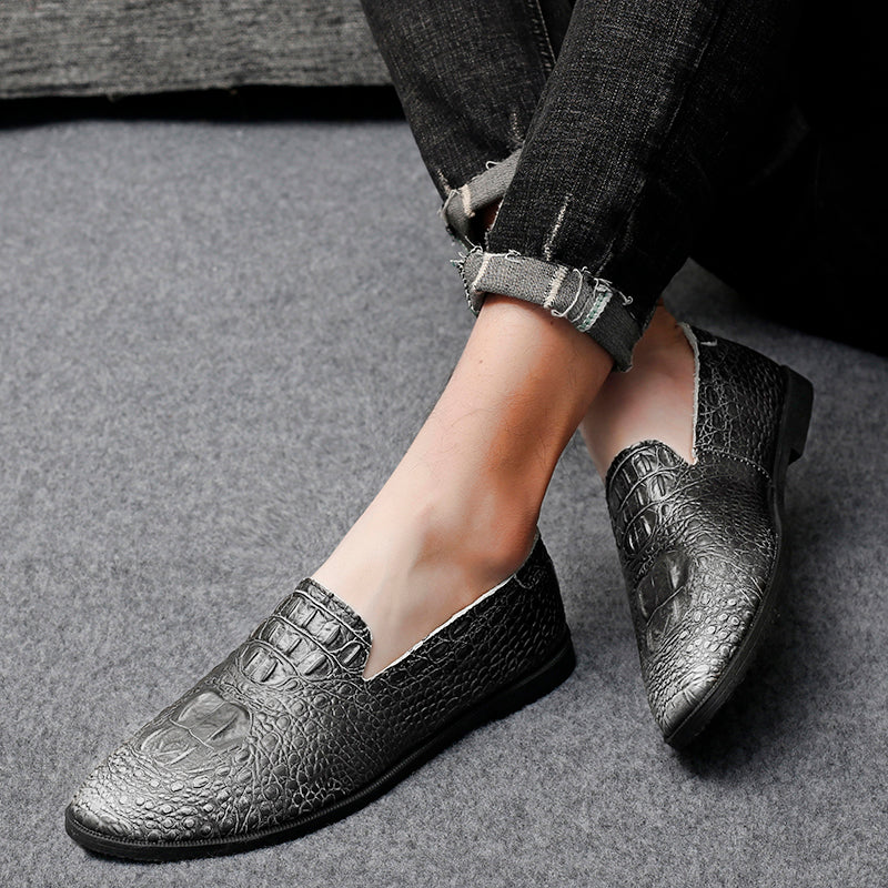 Mocassins à bout pointu pour hommes, chaussures décontractées à enfiler, motif alligator | 2033