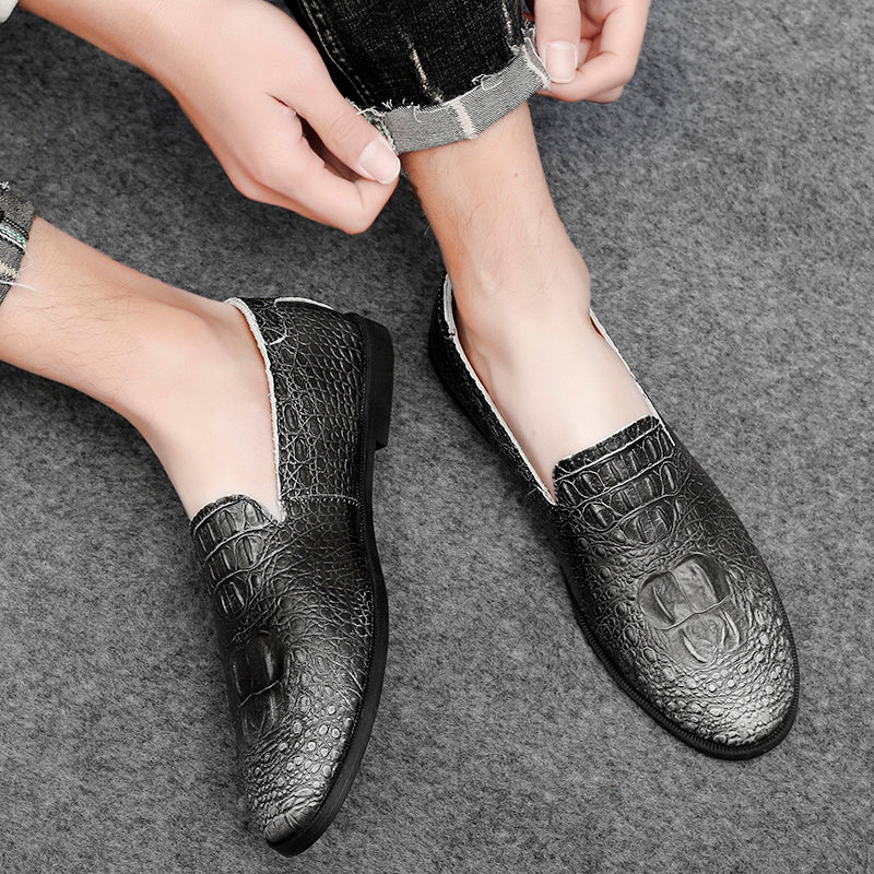 Mocassins à bout pointu pour hommes, chaussures décontractées à enfiler, motif alligator | 2033