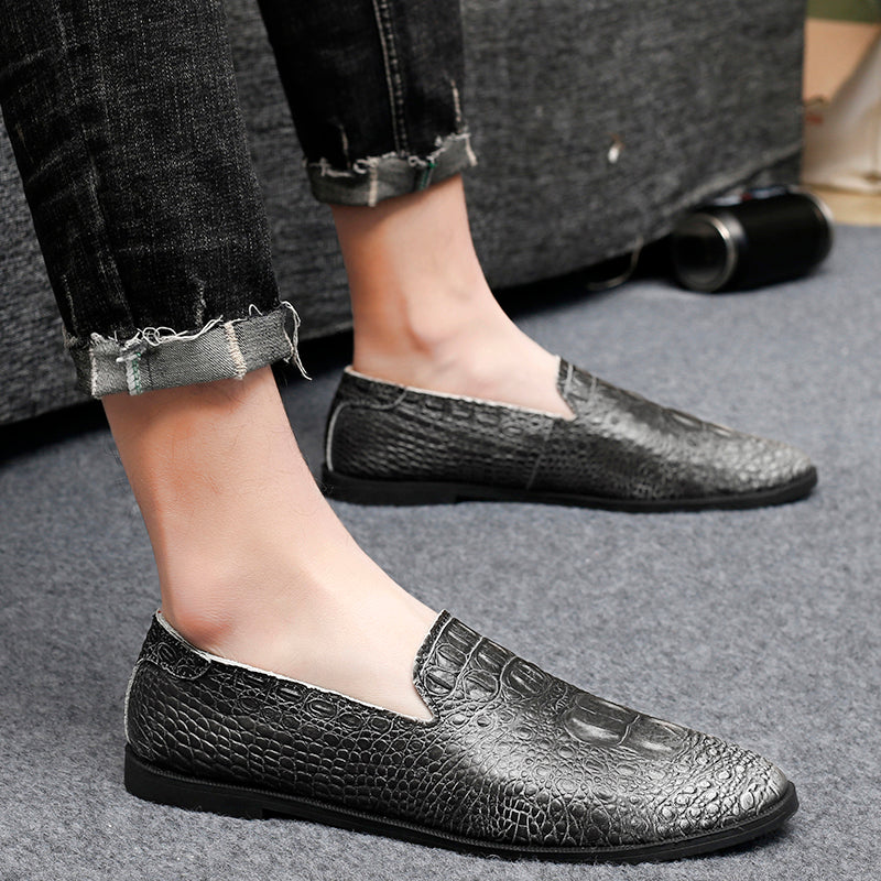Mocassins à bout pointu pour hommes, chaussures décontractées à enfiler, motif alligator | 2033