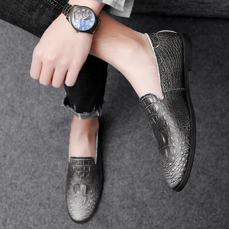 Mocassins à bout pointu pour hommes, chaussures décontractées à enfiler, motif alligator | 2033