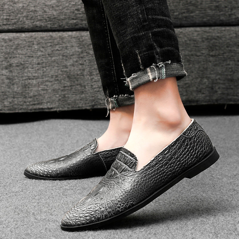Mocassins à bout pointu pour hommes, chaussures décontractées à enfiler, motif alligator | 2033