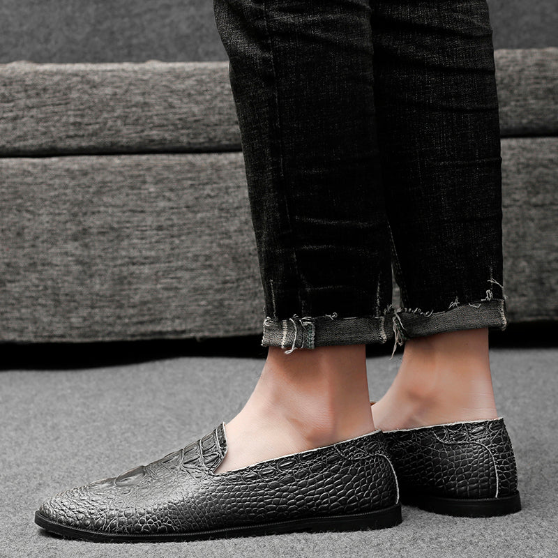Mocassins à bout pointu pour hommes, chaussures décontractées à enfiler, motif alligator | 2033