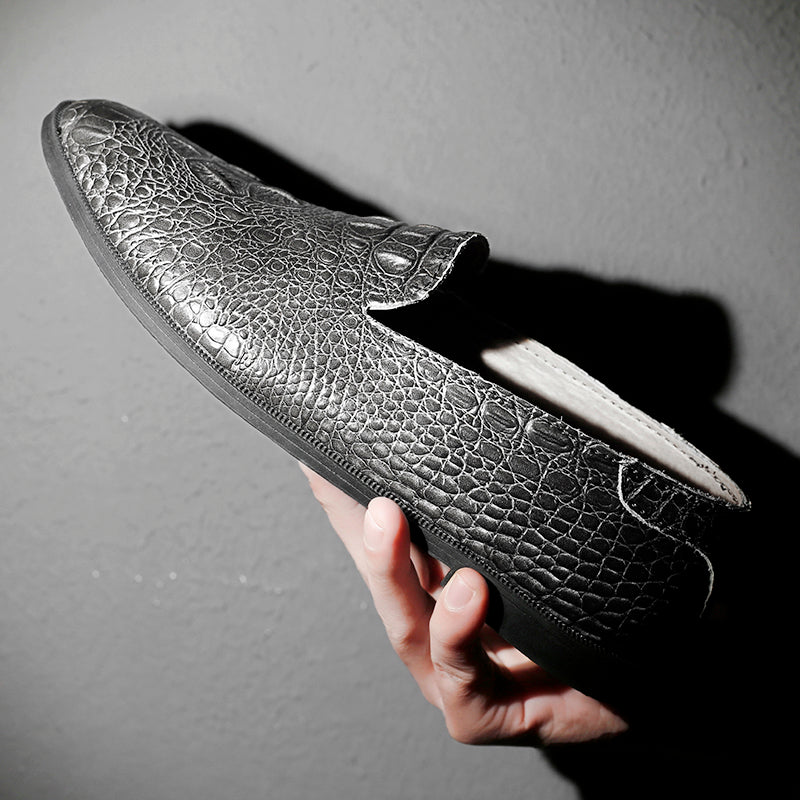 Mocassins à bout pointu pour hommes, chaussures décontractées à enfiler, motif alligator | 2033