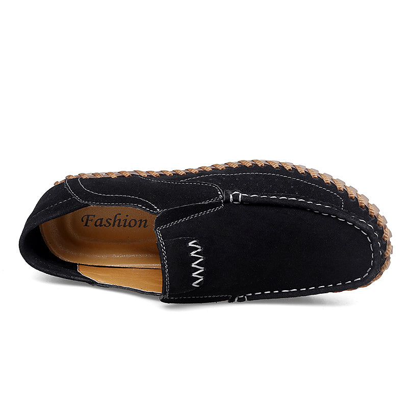 Men’s Plus Size Handmade Suede Leather Loafers – Slip-On Driving Shoes | 8666