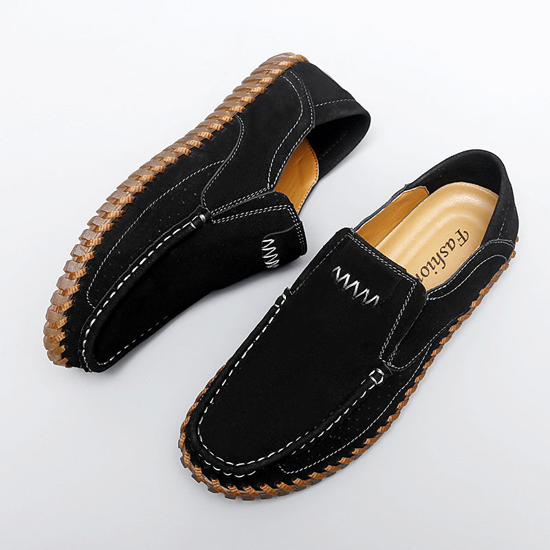 Men’s Plus Size Handmade Suede Leather Loafers – Slip-On Driving Shoes | 8666