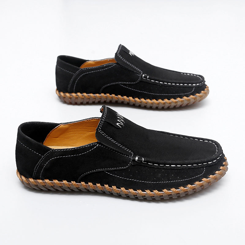 Men’s Plus Size Handmade Suede Leather Loafers – Slip-On Driving Shoes | 8666