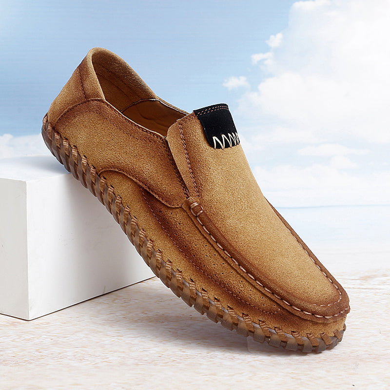 Men’s Plus Size Handmade Suede Leather Loafers – Slip-On Driving Shoes | 8666