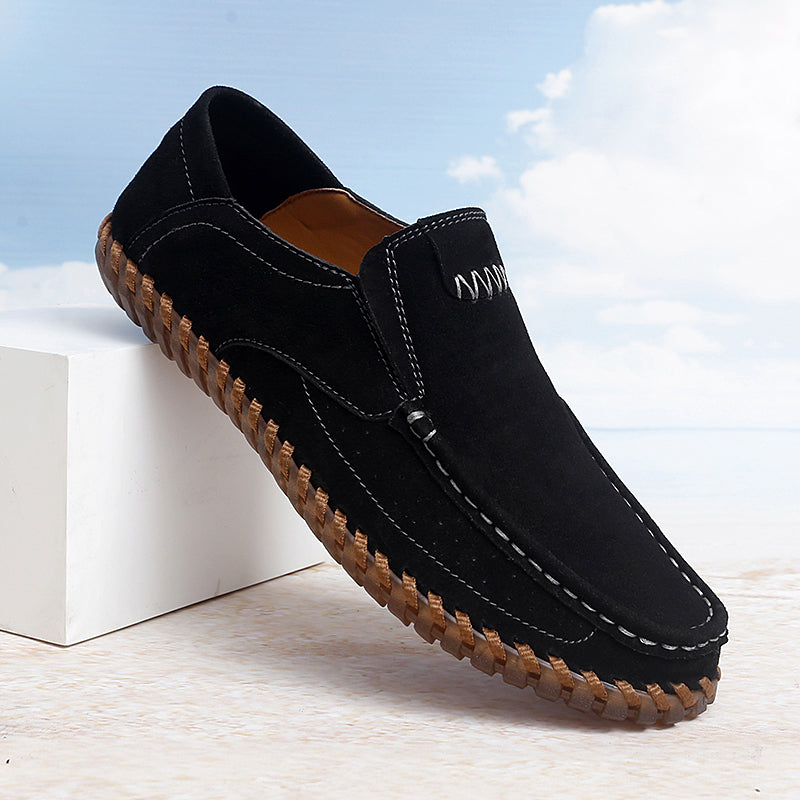 Men’s Plus Size Handmade Suede Leather Loafers – Slip-On Driving Shoes | 8666