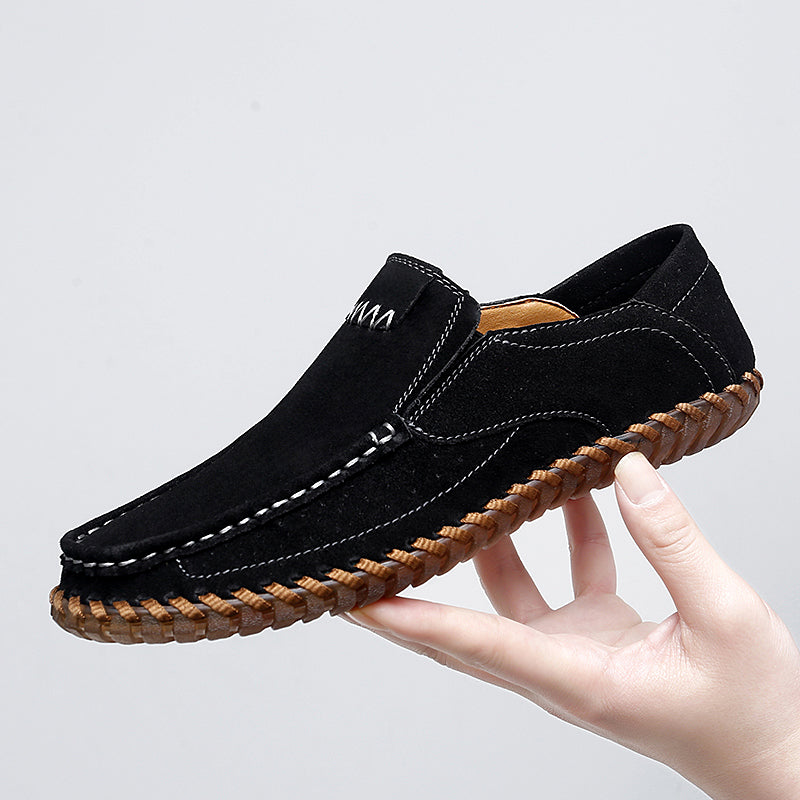 Men’s Plus Size Handmade Suede Leather Loafers – Slip-On Driving Shoes | 8666