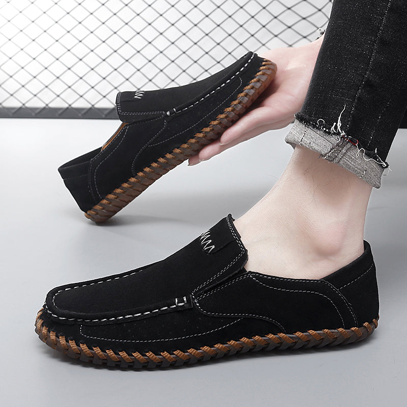 Men’s Plus Size Handmade Suede Leather Loafers – Slip-On Driving Shoes | 8666