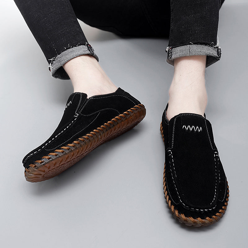 Men’s Plus Size Handmade Suede Leather Loafers – Slip-On Driving Shoes | 8666