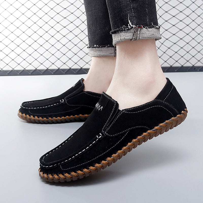 Men’s Plus Size Handmade Suede Leather Loafers – Slip-On Driving Shoes | 8666
