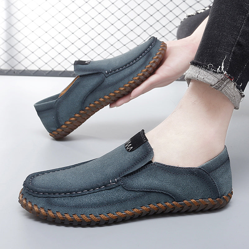 Men’s Plus Size Handmade Suede Leather Loafers – Slip-On Driving Shoes | 8666