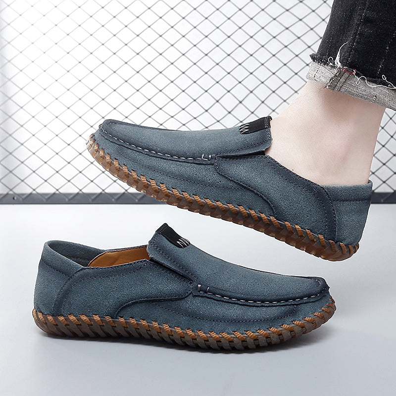 Men’s Plus Size Handmade Suede Leather Loafers – Slip-On Driving Shoes | 8666