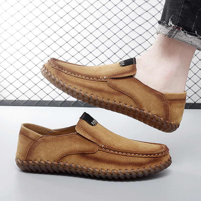 Men’s Plus Size Handmade Suede Leather Loafers – Slip-On Driving Shoes | 8666