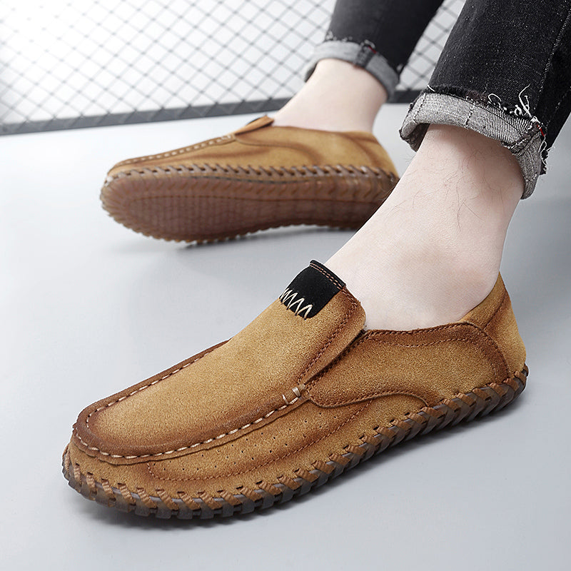 Men’s Plus Size Handmade Suede Leather Loafers – Slip-On Driving Shoes | 8666
