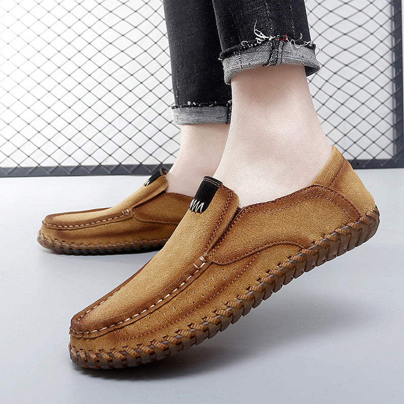 Men’s Plus Size Handmade Suede Leather Loafers – Slip-On Driving Shoes | 8666