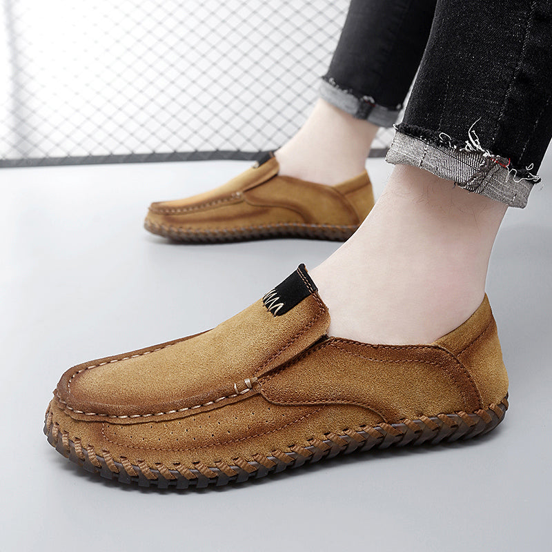 Men’s Plus Size Handmade Suede Leather Loafers – Slip-On Driving Shoes | 8666