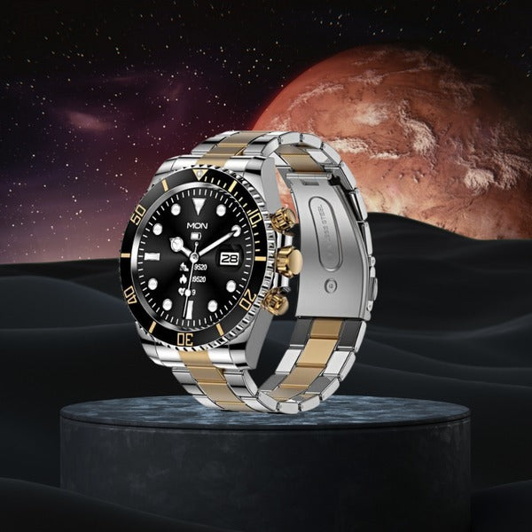 Montre connectée pour homme avec bracelet en acier et appels BT, style Rolex, pour le sport et les affaires | AW-12