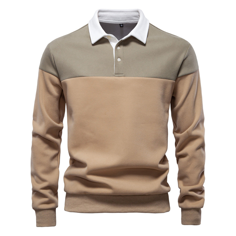 Men's Long Sleeve Polo Collar Sweatshirt - 2025 Spring Casual Streetwear Top | HD3006